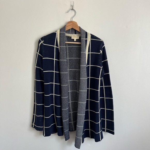 Modcloth Sweaters - Moth Cloth Blue Grid Print Open Front Cardigan Sweater